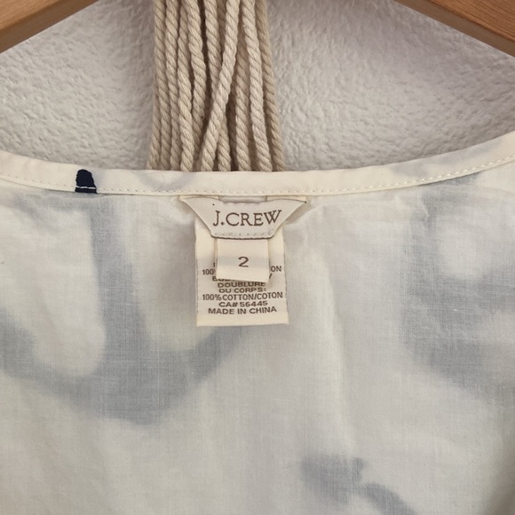 J. Crew dizzy anchors mini dress sleeveless flouncy ruffle cream blue size 2 - Picture 5 of 16